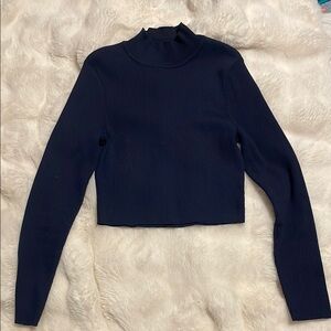 H&M Navy Fitted Crop Turtleneck